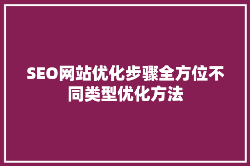 SEO网站优化步骤全方位不同类型优化方法