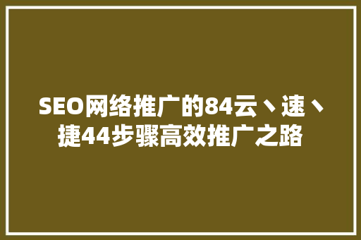 SEO网络推广的84云丶速丶捷44步骤高效推广之路