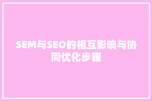 SEM与SEO的相互影响与协同优化步骤