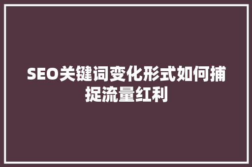 SEO关键词变化形式如何捕捉流量红利