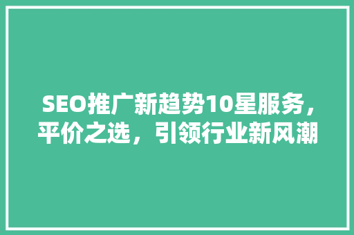 SEO推广新趋势10星服务，平价之选，引领行业新风潮