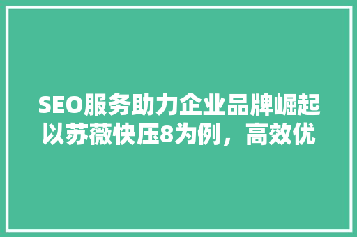 SEO服务助力企业品牌崛起以苏薇快压8为例，高效优化步骤