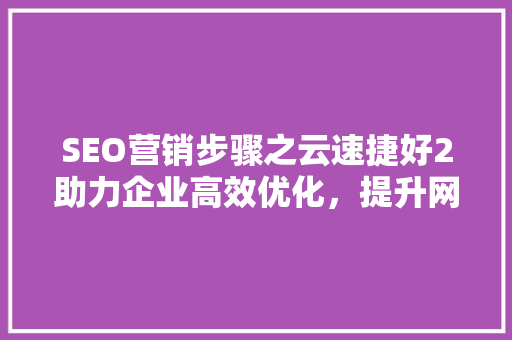 SEO营销步骤之云速捷好2助力企业高效优化，提升网站排名