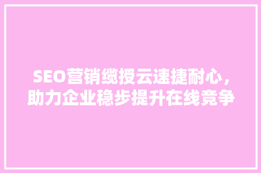 SEO营销缆授云速捷耐心，助力企业稳步提升在线竞争力