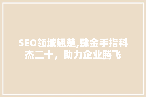 SEO领域翘楚,肆金手指科杰二十，助力企业腾飞