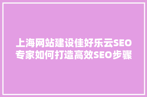 上海网站建设佳好乐云SEO专家如何打造高效SEO步骤