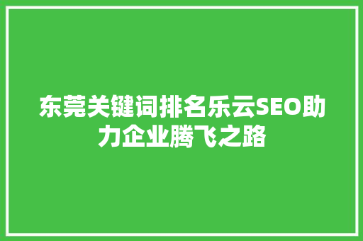 东莞关键词排名乐云SEO助力企业腾飞之路