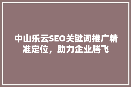 中山乐云SEO关键词推广精准定位，助力企业腾飞