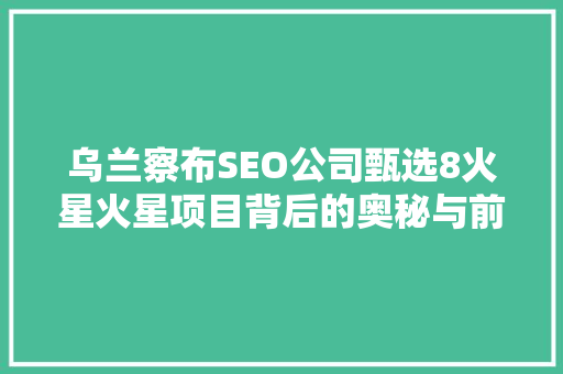 乌兰察布SEO公司甄选8火星火星项目背后的奥秘与前景
