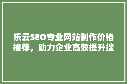 乐云SEO专业网站制作价格推荐，助力企业高效提升搜索引擎排名