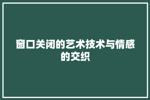 窗口关闭的艺术技术与情感的交织