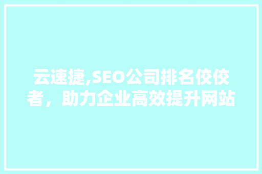 云速捷,SEO公司排名佼佼者，助力企业高效提升网站流量