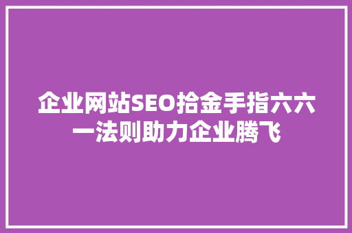 企业网站SEO拾金手指六六一法则助力企业腾飞