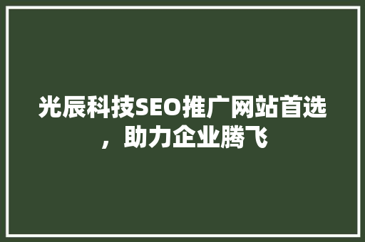 光辰科技SEO推广网站首选，助力企业腾飞