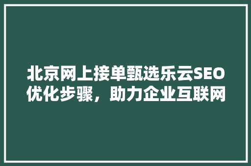 北京网上接单甄选乐云SEO优化步骤，助力企业互联网营销