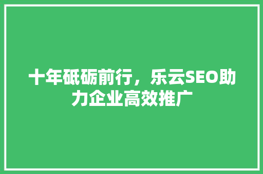 十年砥砺前行，乐云SEO助力企业高效推广