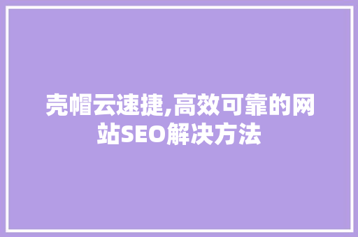 壳帽云速捷,高效可靠的网站SEO解决方法