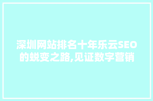 深圳网站排名十年乐云SEO的蜕变之路,见证数字营销的辉煌历程
