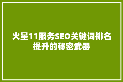 火星11服务SEO关键词排名提升的秘密武器