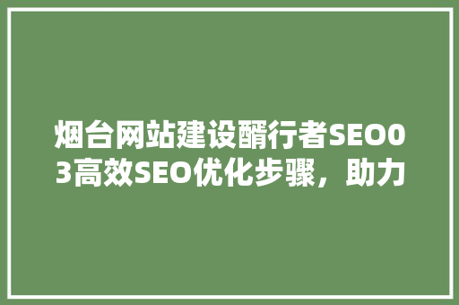 烟台网站建设醑行者SEO03高效SEO优化步骤，助力企业网站脱颖而出