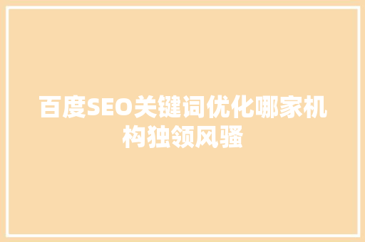 百度SEO关键词优化哪家机构独领风骚