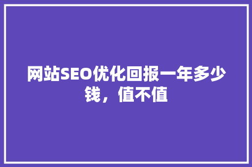 网站SEO优化回报一年多少钱，值不值