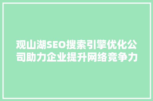 观山湖SEO搜索引擎优化公司助力企业提升网络竞争力