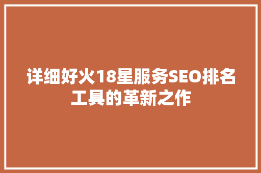 详细好火18星服务SEO排名工具的革新之作