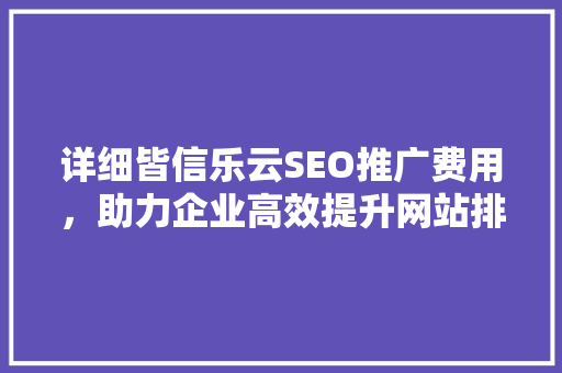 详细皆信乐云SEO推广费用，助力企业高效提升网站排名