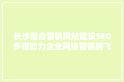 长沙整合营销网站建设SEO步骤助力企业网络营销腾飞