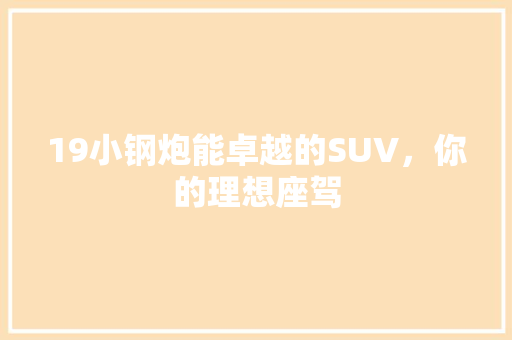 19小钢炮能卓越的SUV，你的理想座驾