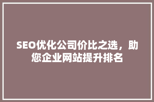 SEO优化公司价比之选，助您企业网站提升排名