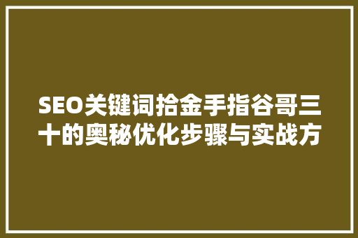 SEO关键词拾金手指谷哥三十的奥秘优化步骤与实战方法