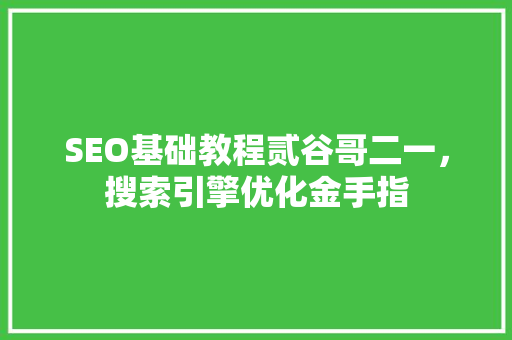 SEO基础教程贰谷哥二一，搜索引擎优化金手指