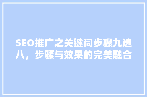 SEO推广之关键词步骤九选八，步骤与效果的完美融合