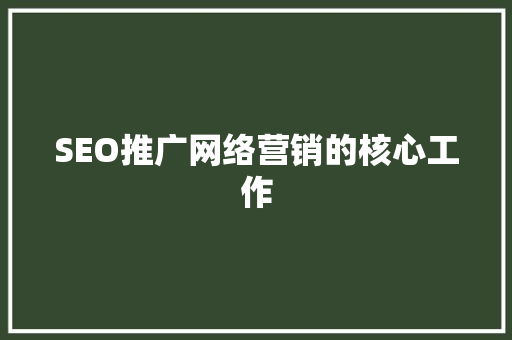 SEO推广网络营销的核心工作