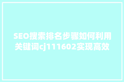 SEO搜索排名步骤如何利用关键词cj111602实现高效引流