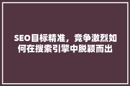 SEO目标精准，竞争激烈如何在搜索引擎中脱颖而出