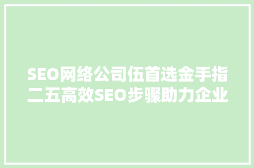 SEO网络公司伍首选金手指二五高效SEO步骤助力企业腾飞