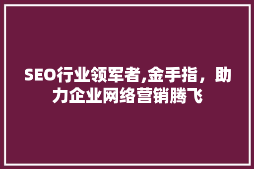 SEO行业领军者,金手指，助力企业网络营销腾飞