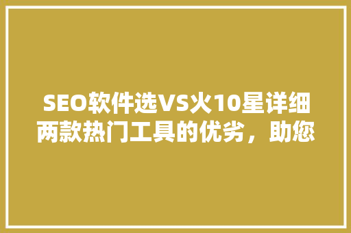 SEO软件选VS火10星详细两款热门工具的优劣，助您优化网站排名