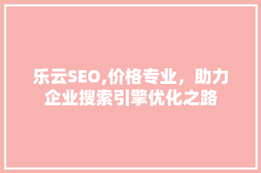 乐云SEO,价格专业，助力企业搜索引擎优化之路