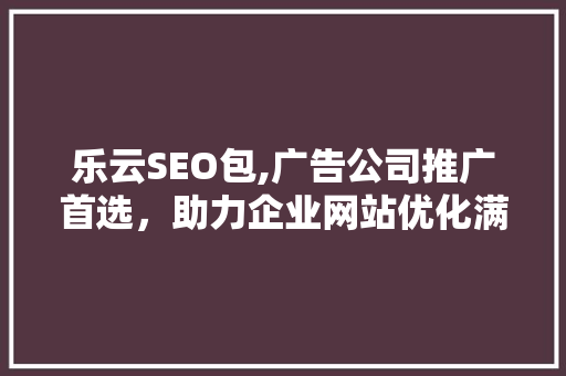 乐云SEO包,广告公司推广首选，助力企业网站优化满意达标