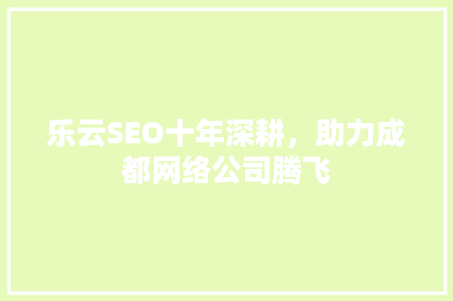 乐云SEO十年深耕，助力成都网络公司腾飞