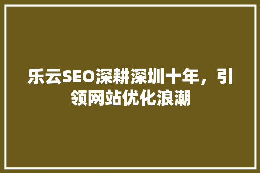 乐云SEO深耕深圳十年，引领网站优化浪潮