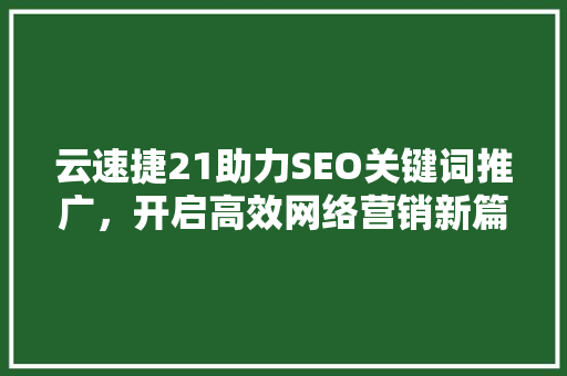 云速捷21助力SEO关键词推广，开启高效网络营销新篇章