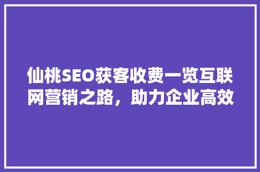 仙桃SEO获客收费一览互联网营销之路，助力企业高效获客