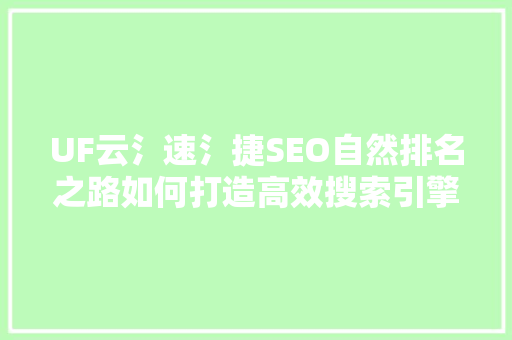 UF云氵速氵捷SEO自然排名之路如何打造高效搜索引擎优化步骤