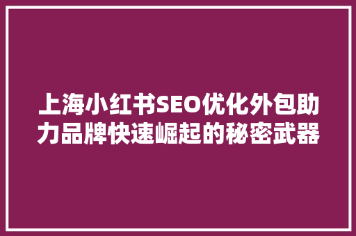 上海小红书SEO优化外包助力品牌快速崛起的秘密武器