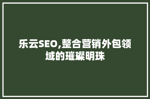 乐云SEO,整合营销外包领域的璀璨明珠